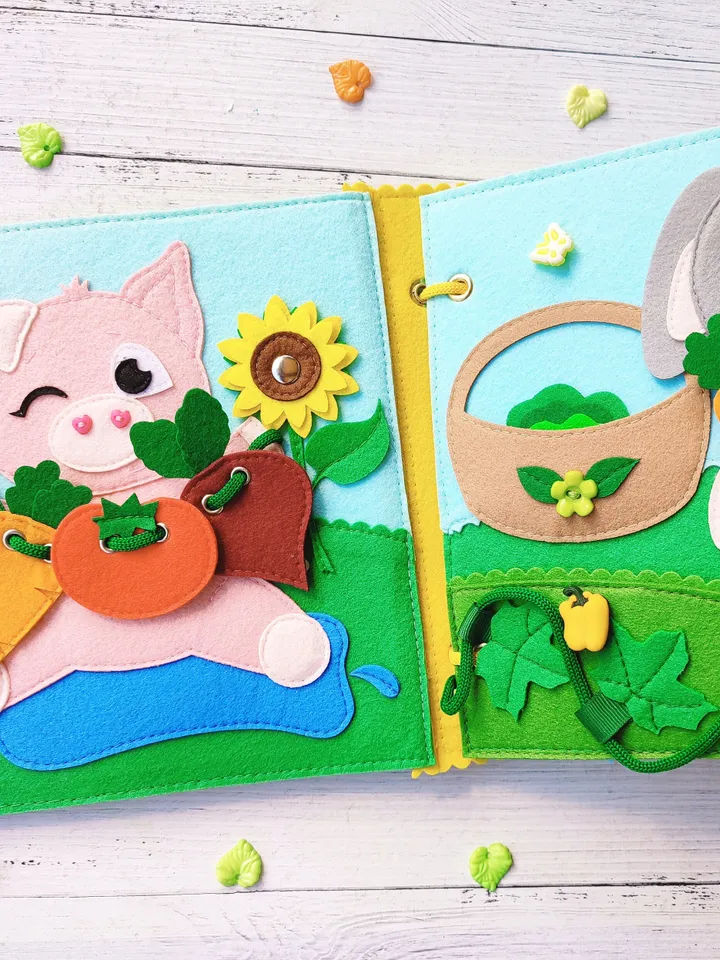 Farm Animals Quiet book pattern, Felt activity book pattern pdf, DYI Quiet book sewing for kids 2, 3, 4year old, Baby soft book tutorial