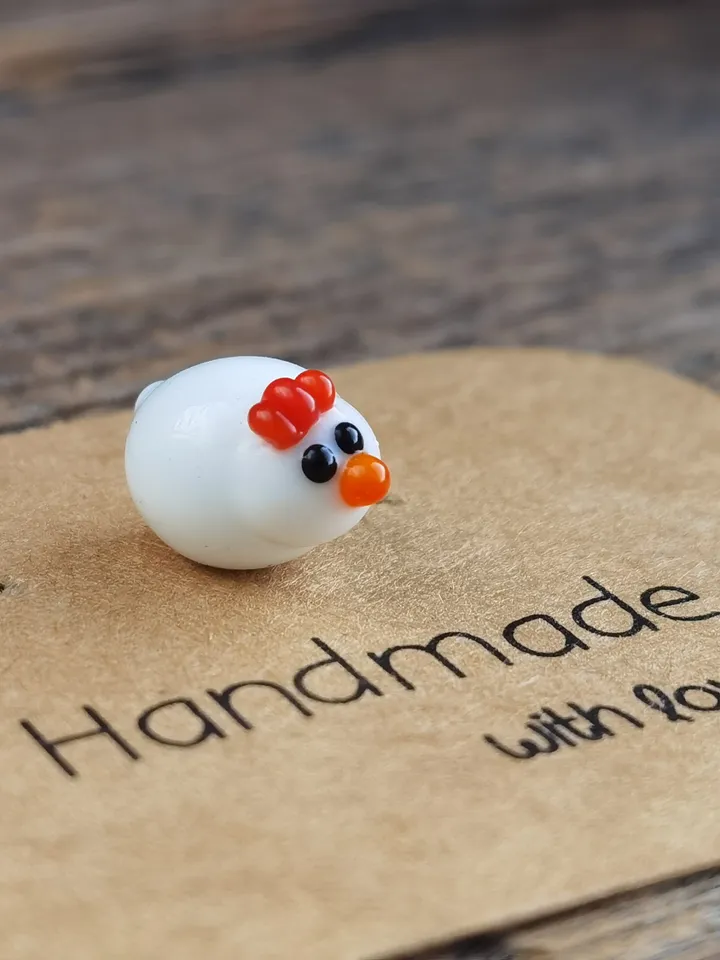 Glass figurines Hen figurine Miniature hen Glass hen Cockerel Tiny hen Terrarium figurines Tiny bird Glass bird ornaments art