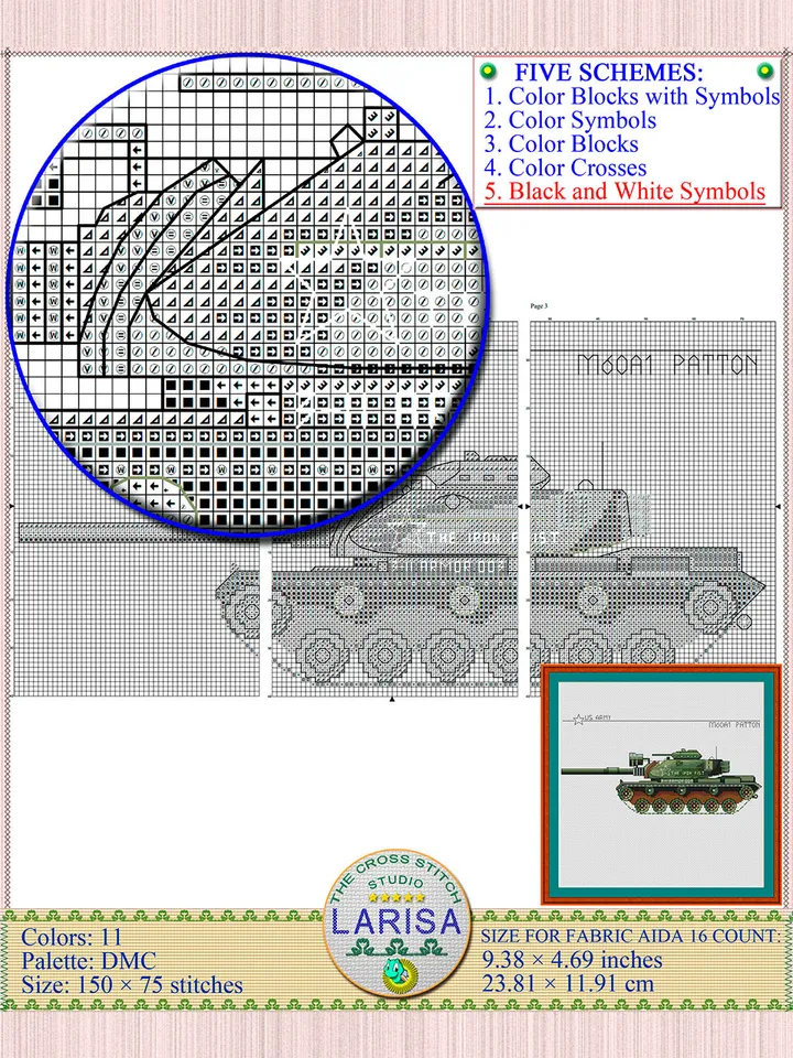 M60 Patton Cross Stitch Pattern | The M60 Patton Main Battle Tank