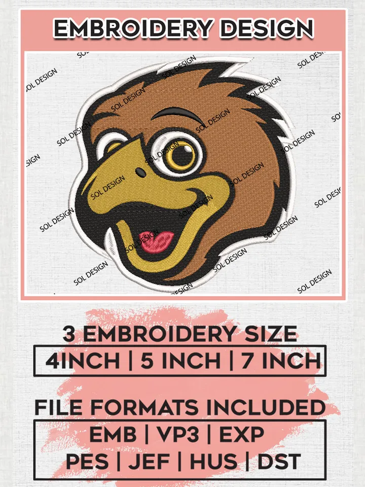 Utah Utes NCAA Team Head Mascot Logo Embroidery Design Files, NCAA Utah Utes Machine Embroidery, NCAA Teams, 3 sizes, NCAA Machine embroidery designs, Digital Download