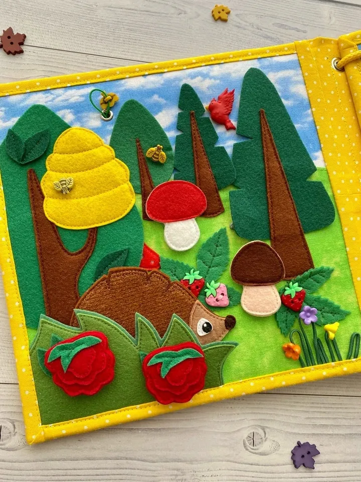 Forest Animals Quiet book Pattern PDF, Felt book pattern, Soft sensory book template, Quiet book sewing ideas for kids 2, 3, 4 year old