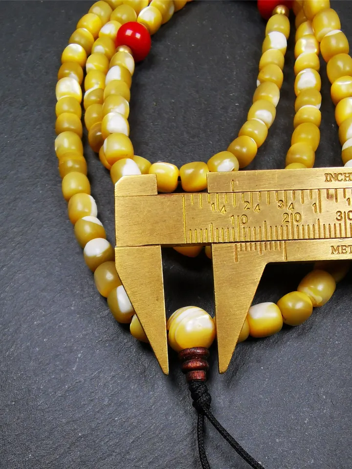 Gandhanra Old 108 Tibetan Mala,Fish Bone Prayer Beads,Rosary for Meditation,Diameter 0.26", Circumference 30"