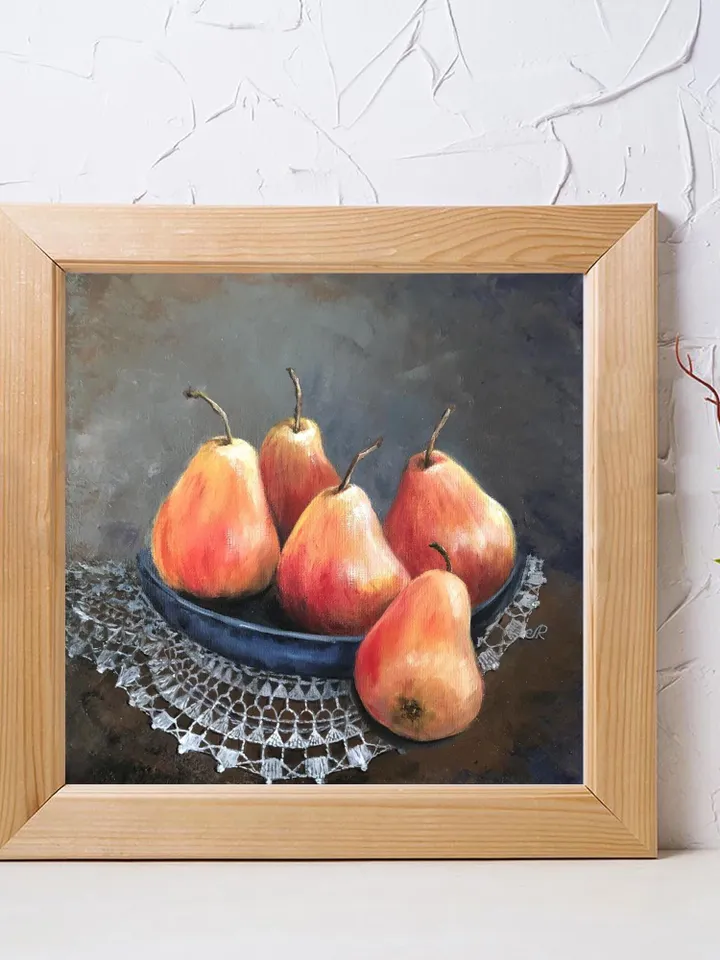 Fruits Original Painting Oil Kitchen Still life Pears Painting