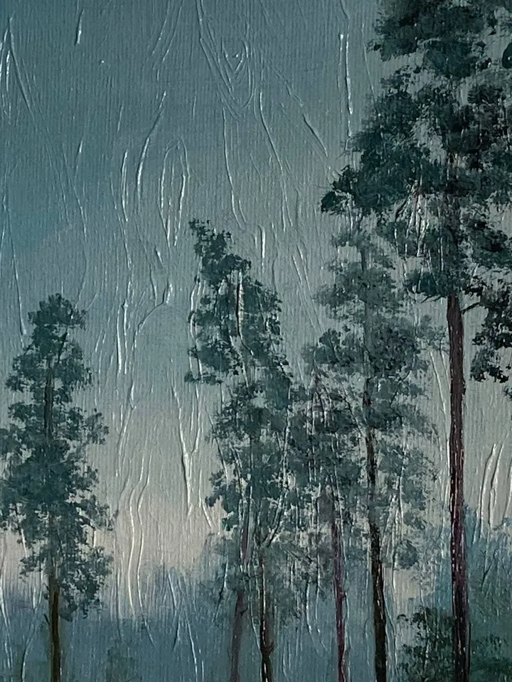 Forest Oil Painting Texture Landscape Painting On Canvas Small Artwork