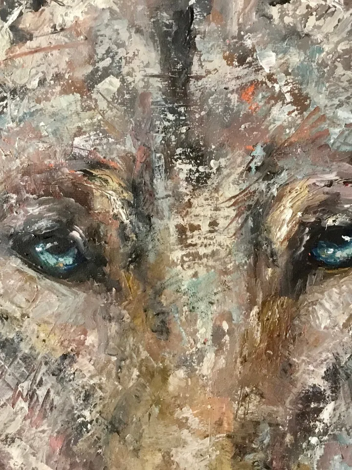 NEW ANIMALS COLLECTION.Wolf original textured oil painting on canvas,wild animals art,kids room decoration,one of a kind ,unique gift.