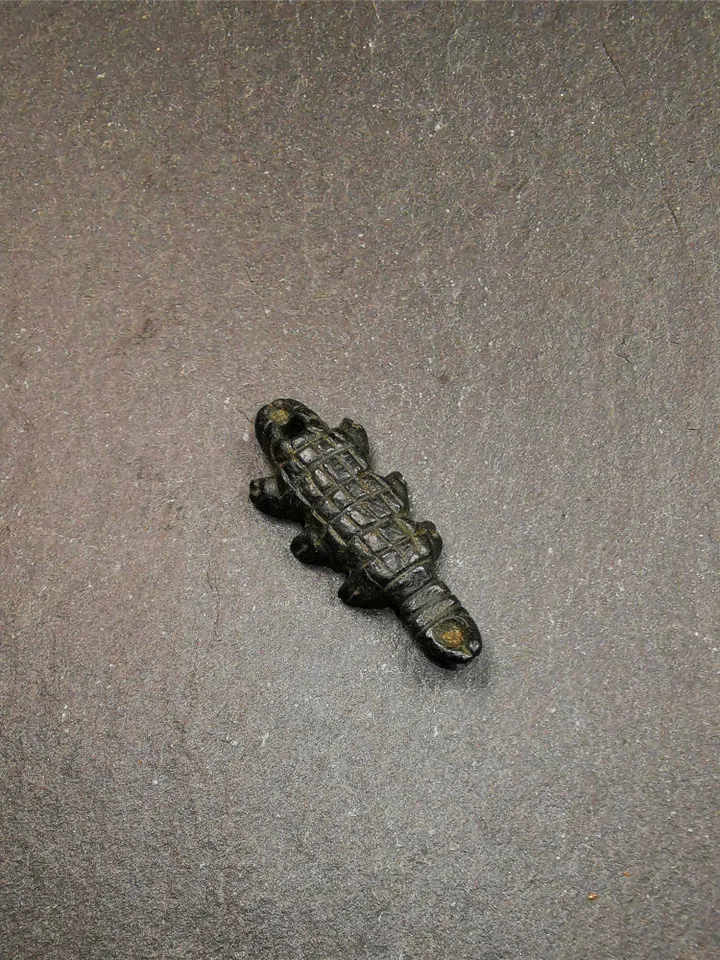 Gandhanra Handmade Tibetan Amulet,Obsidian Carved Scorpion Guru of Padmasambhava Pendant,1.3"