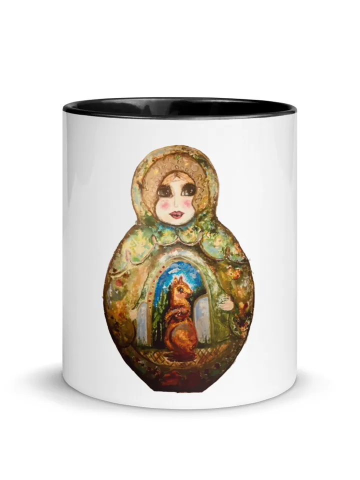 Matryoshka russian doll Mug with Color Inside,designed from my original mix media painting,special gifts for her.