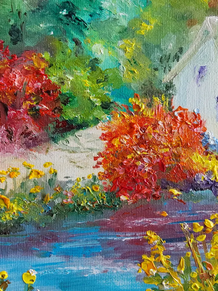 Garden. 20x20cm (8х8inc). ○My author's original painting ○Oil. Canvas on cardboard