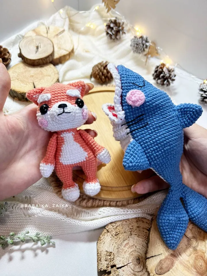 PDf Shark Dog Crochet pattern, Amigurumi Shark, Crochet Shiba Inu Pattern, Crochet Puppy, Amigurumi Shiba, Crochet Cute Dog Amigurumi