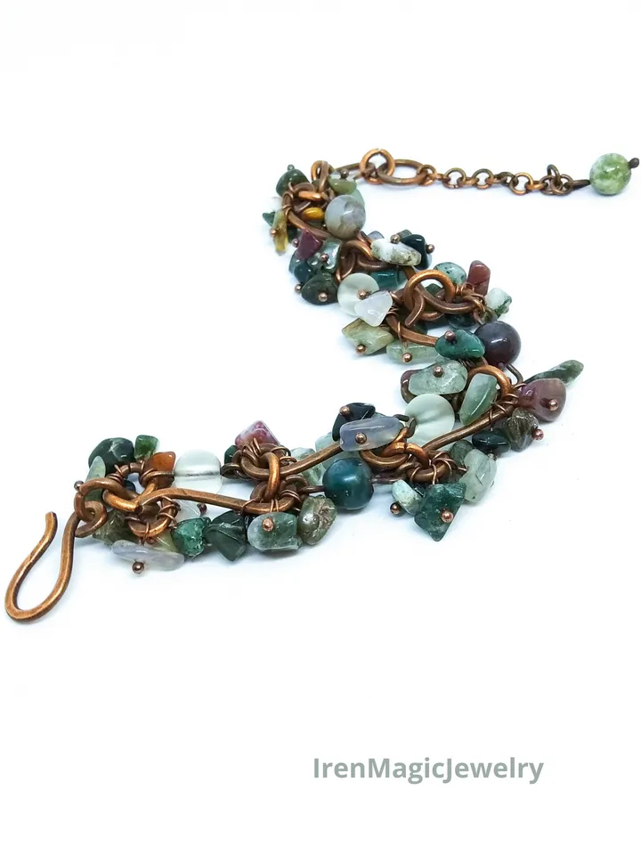Copper Bracelet with Indian Agate Stones