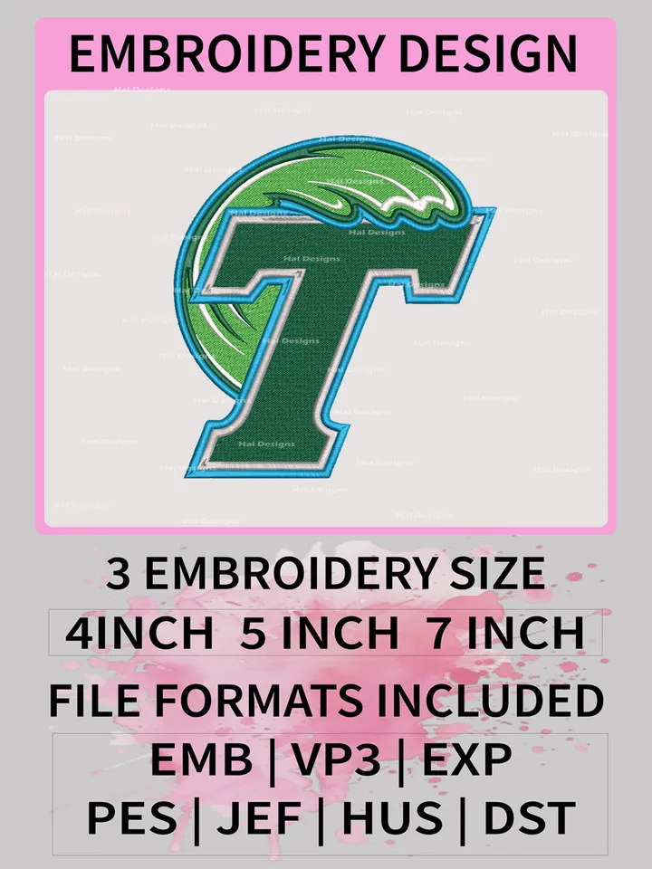 NCAA Tulane Green Wave Embroidery Files | Machine Embroidery Designs