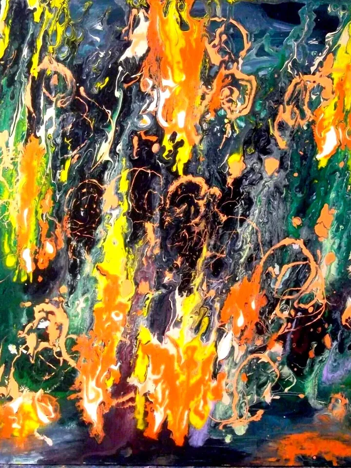 Holiday Firework Painting Art Abstract Large Original Artist Svinar Oksana