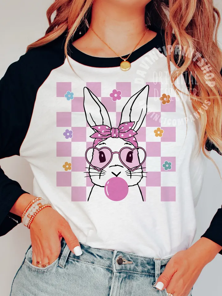 Cute Bunny With Bandana Glasses Bubblegum PNG, Rabbit Bandana Glasses PNG, Easter Rabbit Bandana, Funny Easter png, Easter png, Bunny png