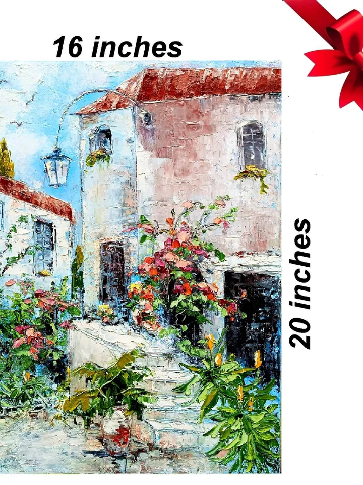 Amalfi coast painting Italy original art Italian seascape wave oil painting on canvas mediterranean wall art 20x16 by ArtProkopaloSv