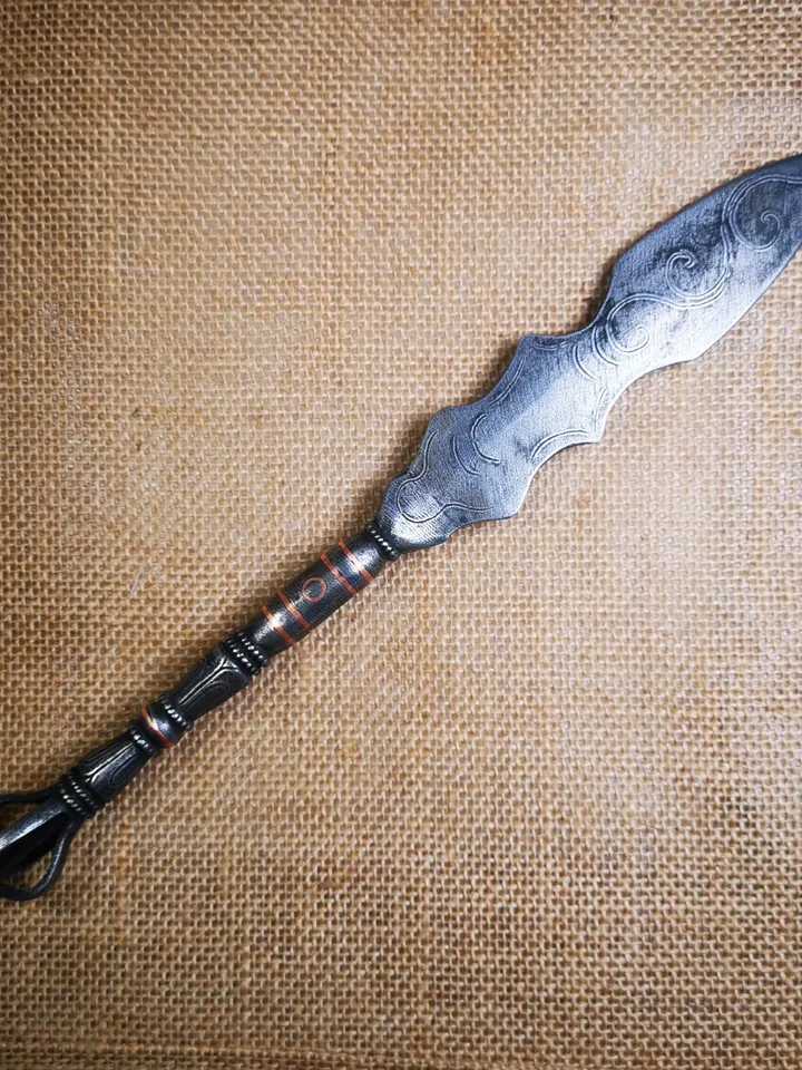 Gandhanra Tibetan Dharma Ritual,Fire Vajra Sword of Wisdom Buddha Manjushri,Made of Cold Iron inlaid with Copper,Large Size 30cm