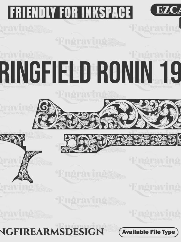 SpringField1911 Ronin Scroll Design Svg,lasercut,laserengraving,fiberlaser,engravingfiles,laserpattern,engravingdesign,engravingpattern