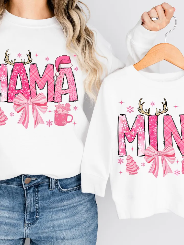 Pink Mama Mini christmas png, mama png, christmas png, Pink Coquette Christmas png, Merry Christmas png, christmas doodles mini png, merry