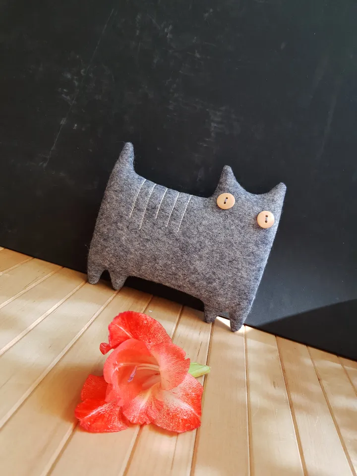 2 Felt Cats sewing patterns, set of 2 digital tutorials in english, Felt animals patterns