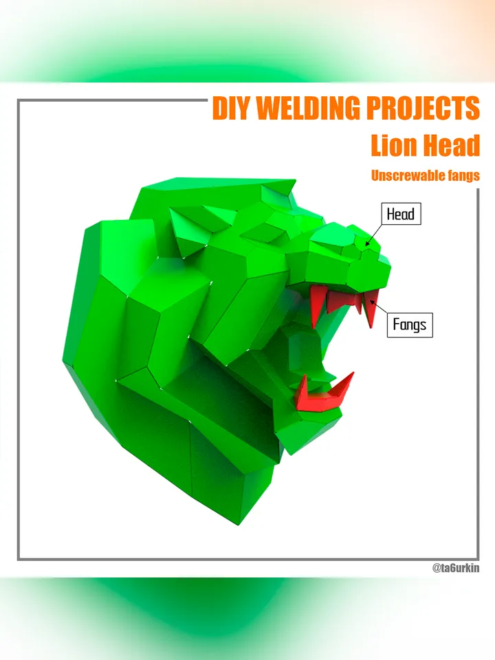 Welding Project Plans Drawings Lion Head (DXF, PDF)