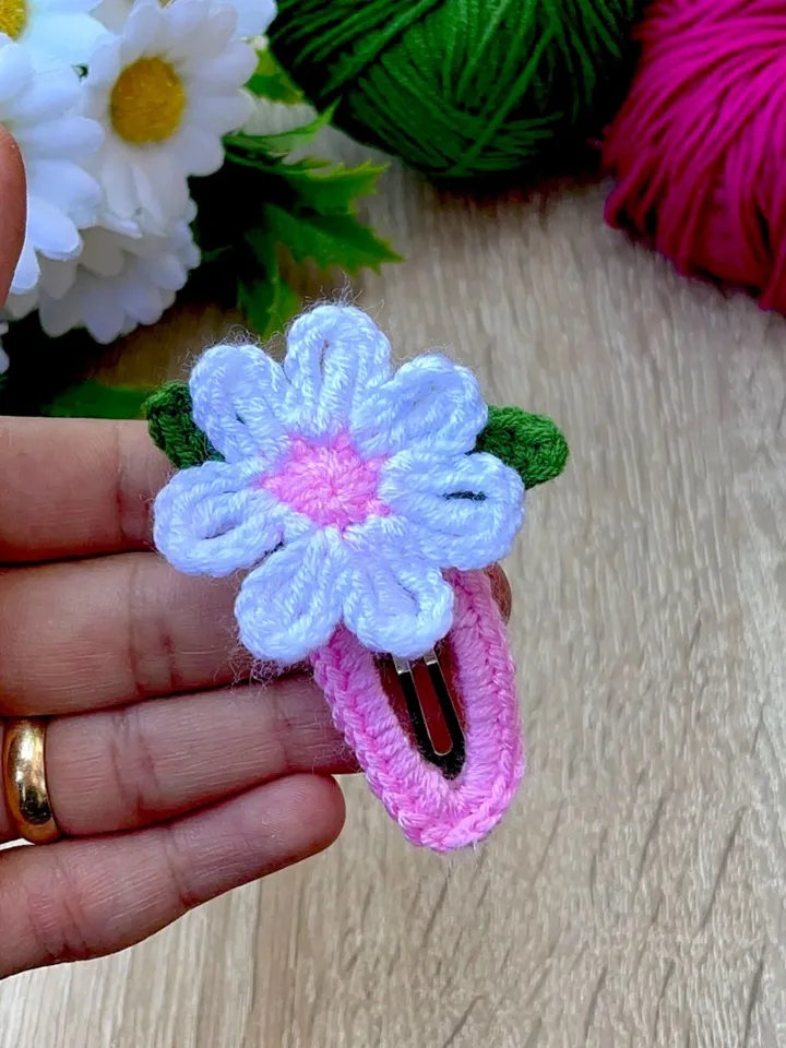 Floral Crochet Hair Snap Clips for Girls - Baby Hair Barrettes Pattern