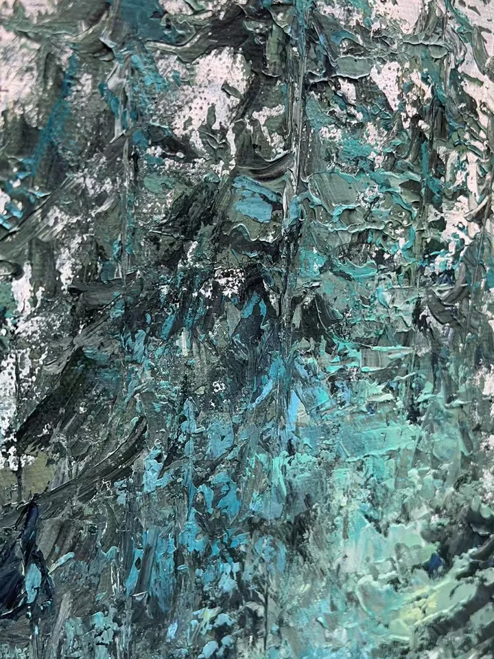 Large Original Forest Oil Painting On Canvas, Canvas Wall Art, Abstract Green Tree Painting, Boho Wall Decor, Custom Painting, Home Decor