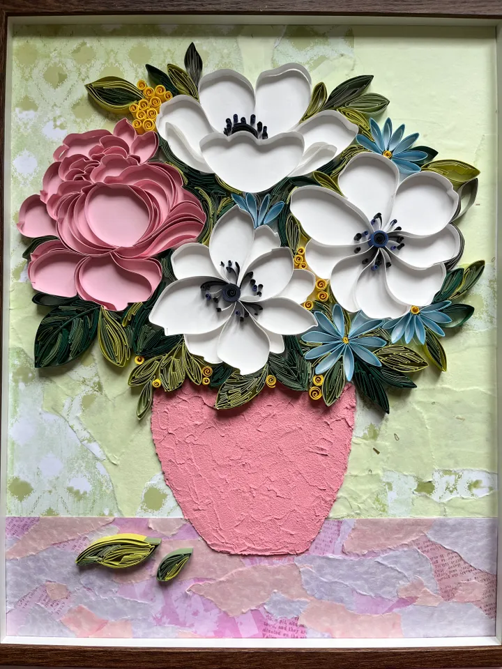 Original Quilling Paper Art | Paper painting | Bouquet with anemones | Wall Art | Home decor