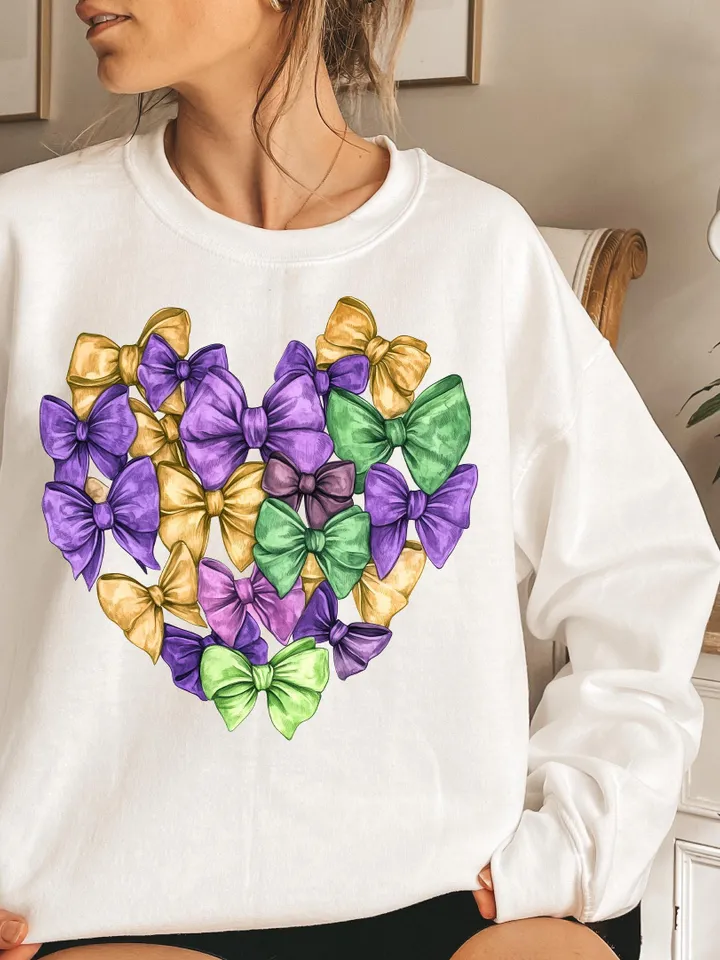 Mardi Gras Heart Brushstroke png, Coquette Bow Mardi Gras Shirt Mardi Beads Louisiana Festival,New Orleans Carnival Heart Brushstroke png