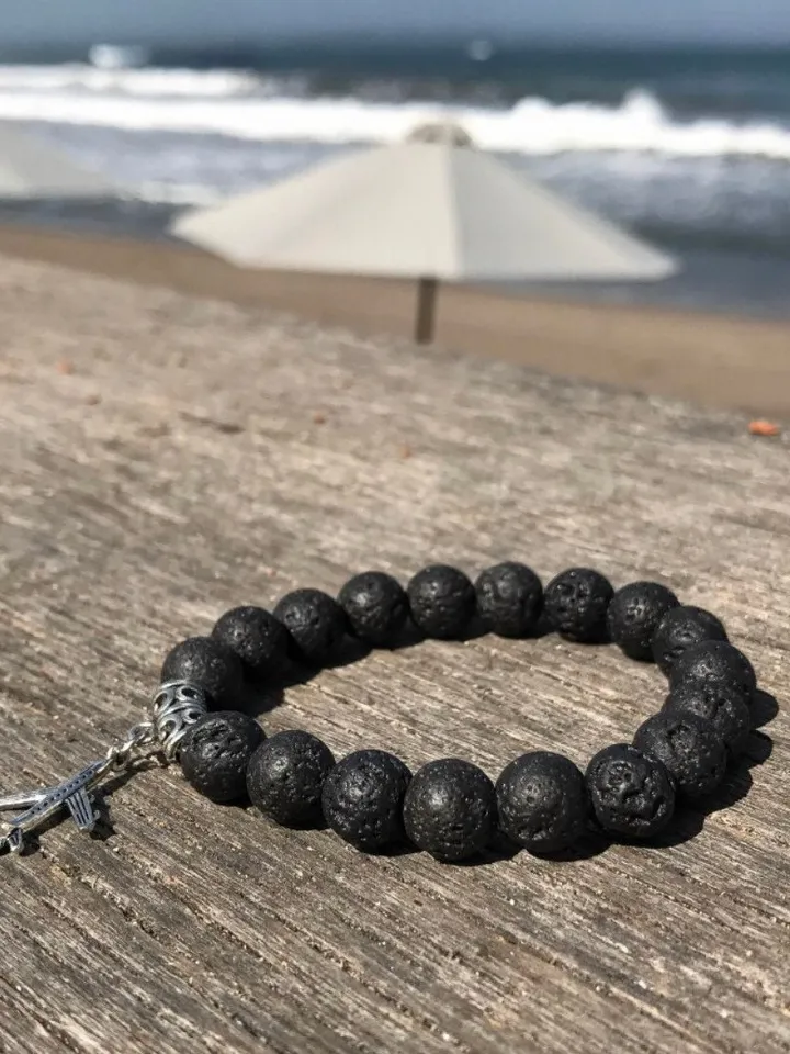Genuine Lava Stone Bracelet with Airplane | Travellers Bracelet | Gift for her | Gift for Thraveler | Nomad Gift | Bali Jewerly Handmade