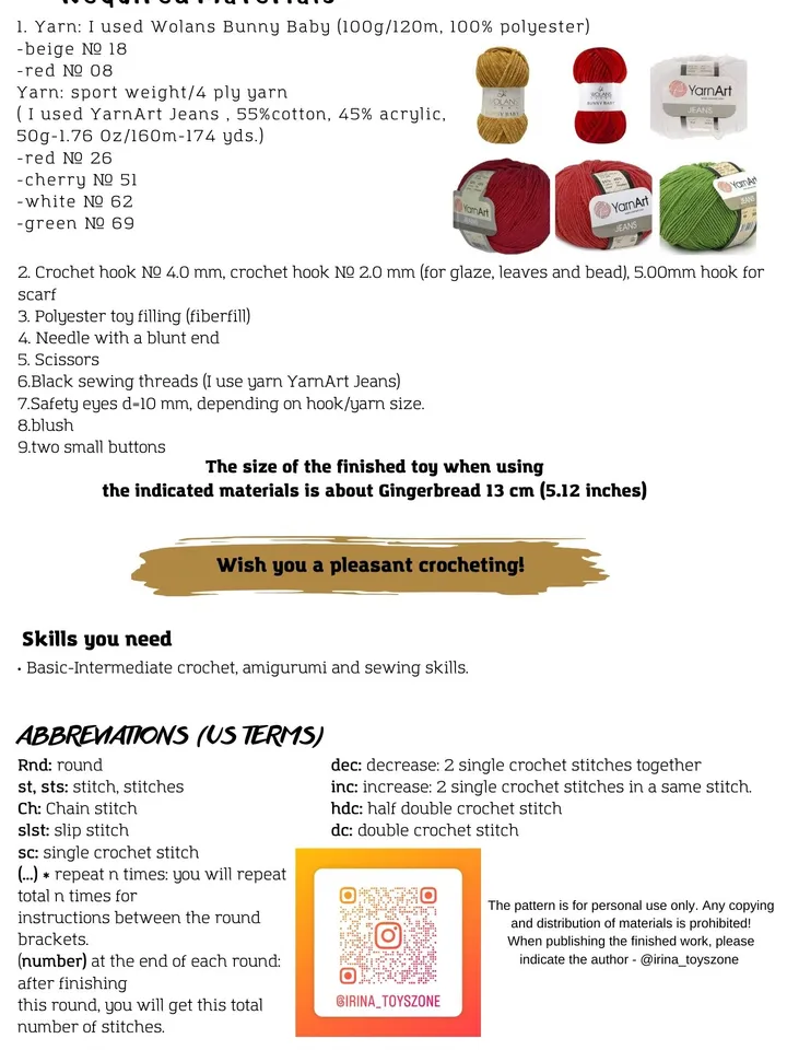Crochet pattern for Gingerbread amigurumi (PDF)
