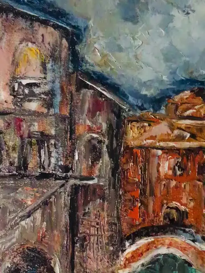 Venice painting,Italy painting,original oil painting on canvas board,Venice canals,gondola wall art.