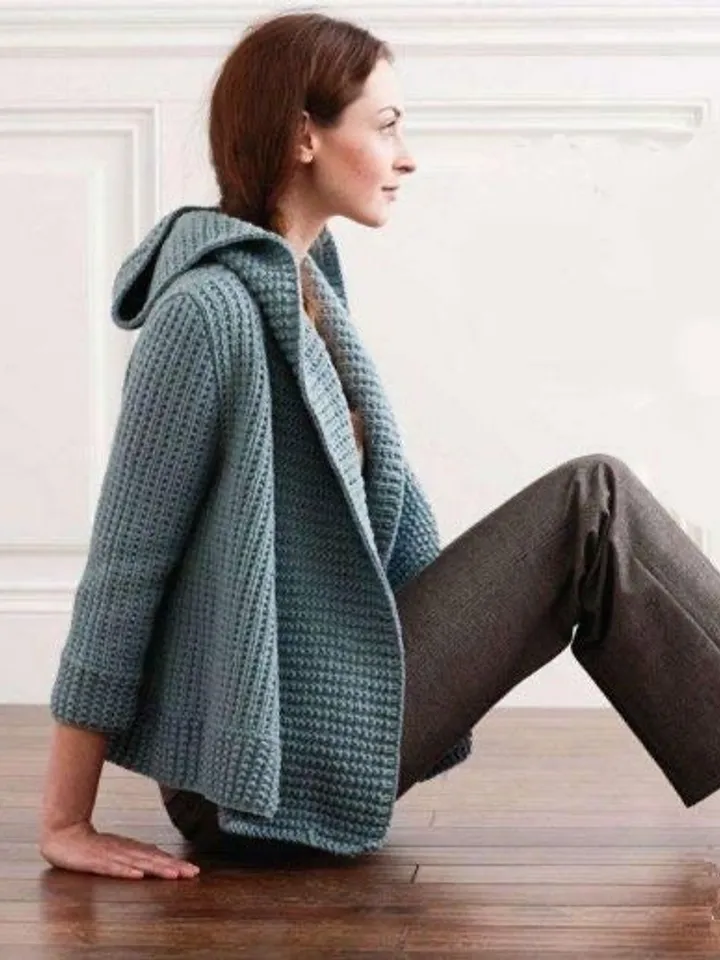 Cardigan knitting pattern , women ladies cardigan knitted cardigan with hood instant download
