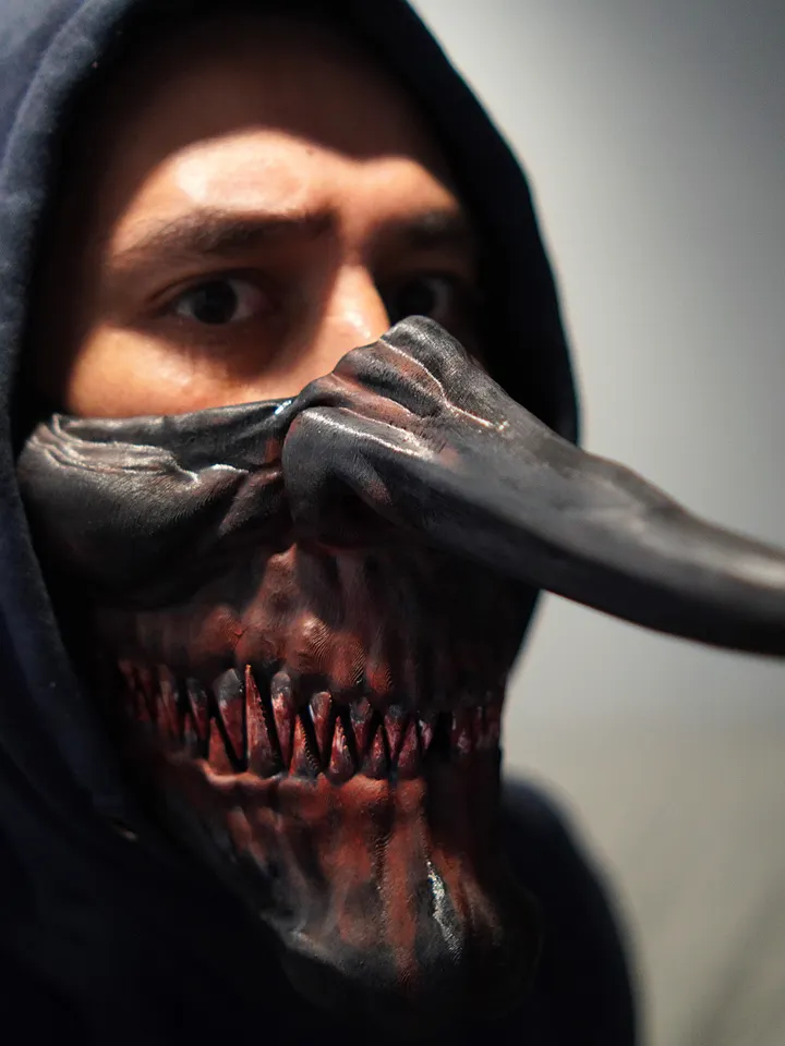Pinocchio Mask  Long Nose Scary with Teeth Bloody Pinokkio Devil mask