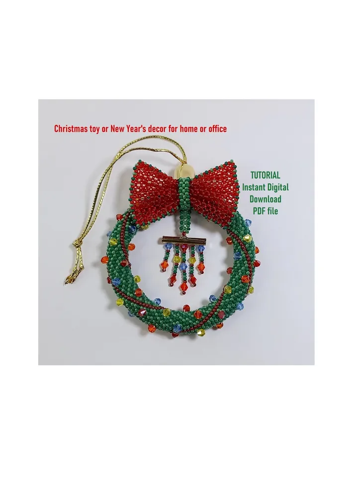 Tutorial Beading - Christmas tree decoration or New Year's decor for home-office. Instant Download, PDF