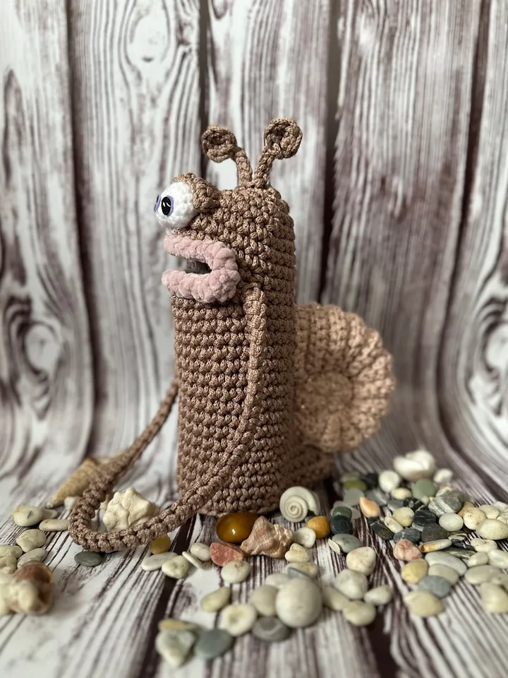 Water Bottle Holder snail, crochet Carrier, Sling, Pouch, Cover,  (Bottle Not Included)