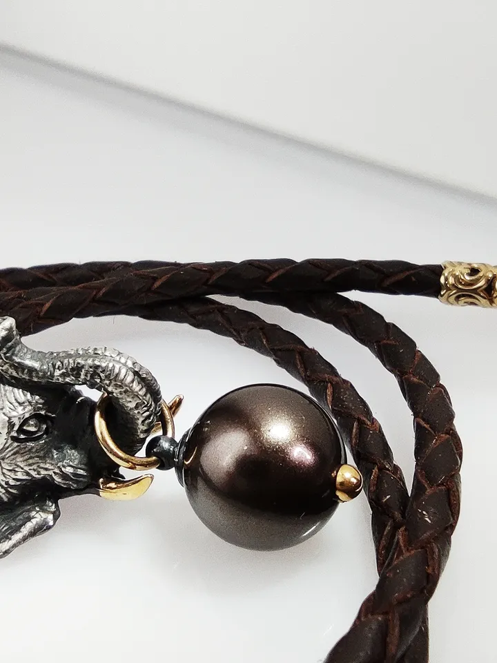Designer necklace - totem Elephant with pearls