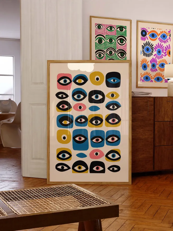 Colorful Eye Wall Art Poster: Retro Mid-Century Modern Print (Digital Download)
