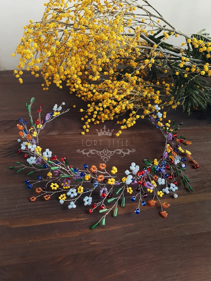 Rainbow wreath, Rainbow tiara, Baby headpiece, multicolored head wreath, Rainbow accessories, Flowers headpiece, Pride wedding, Lgbt bride