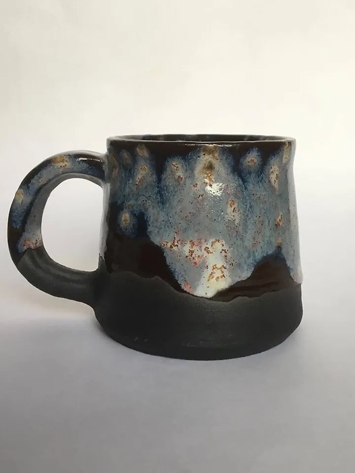 Blue and black galaxy glazed stoneware mug