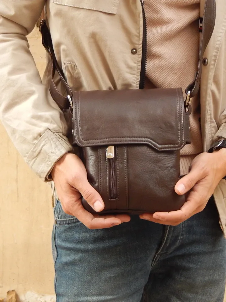 Leather Shoulder Bag, Handmade Crossbody Bag, Everyday Durable Bag, Zippered shoulder bag, Mens purse with a flap, Unique Gift for Him