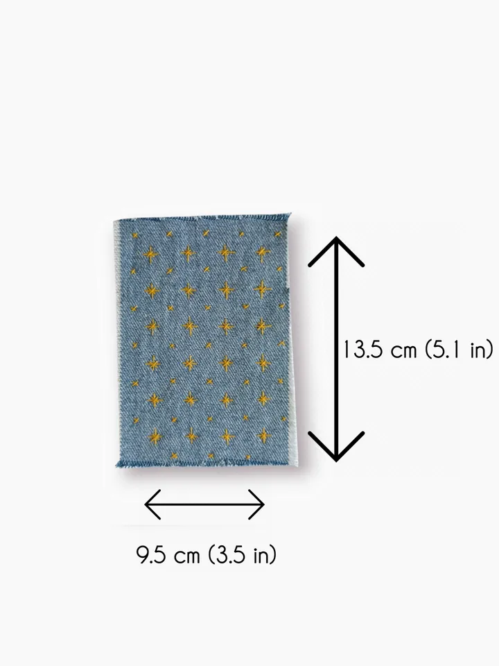 Sashiko patch hand sewn from recycled denim.