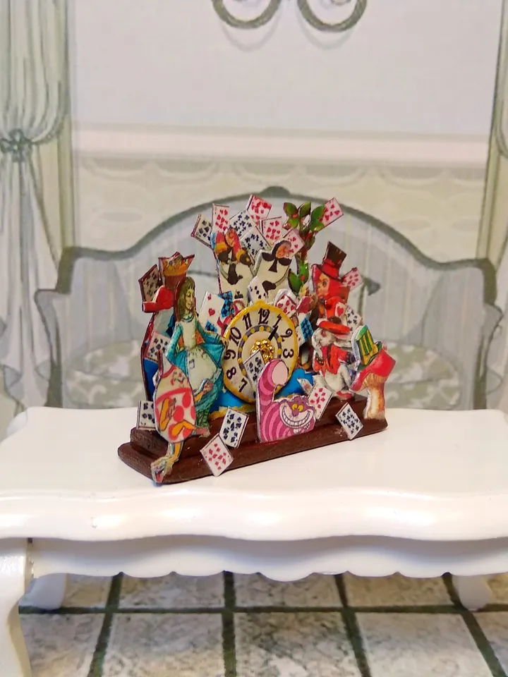 Imitation of a clock in the style of a fairy tale Alice.1:12 scale.