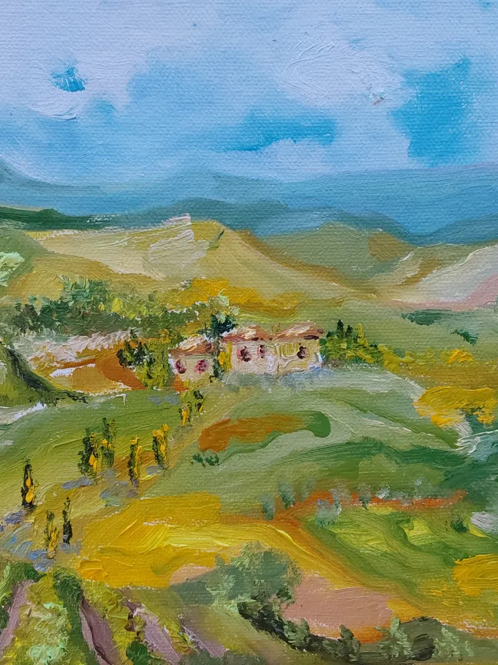 Oil painting on canvas "Sunny Valley" 30x24cm (12x9.6 inch)