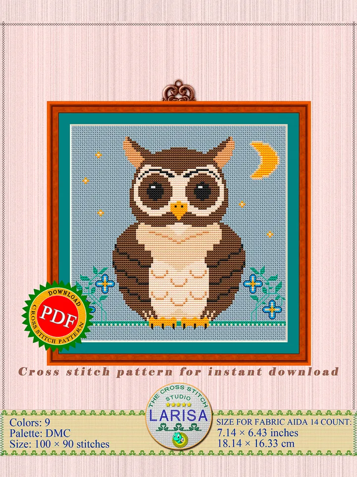 Owl Cross Stitch Pattern | Enchanting Owl Design