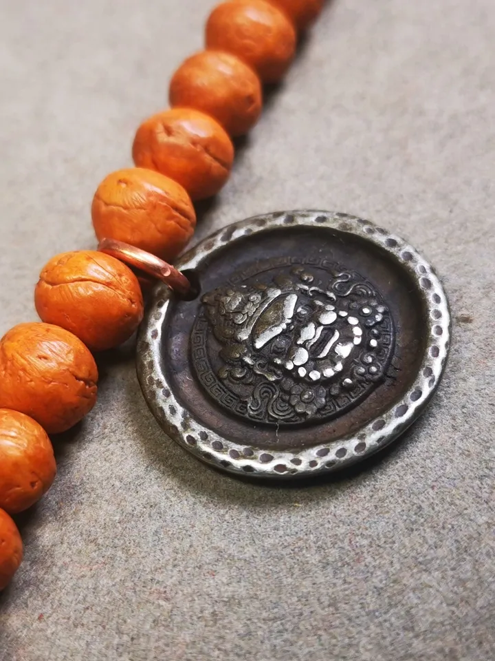 Gandhanra Handmade Tibetan Mala Pendant,Mahakala Amulet for Prayer Beads,Necklace,Bag Hanging,1.0" × 1.0"