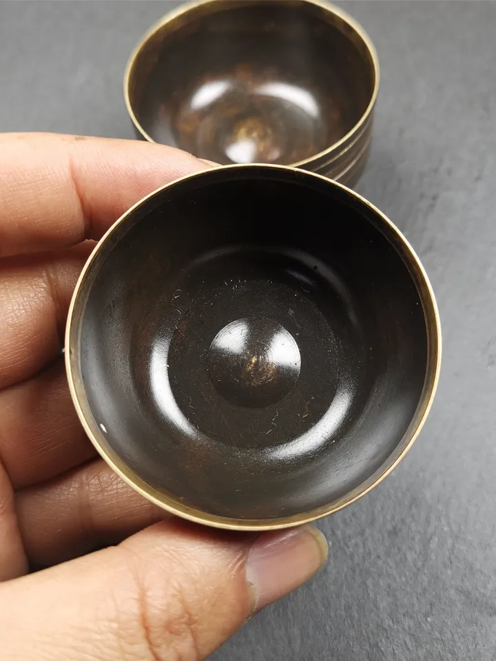 Gandhanra Handmade Tibetan Buddhist Water Offering Bowls,Yonchap Bowls,Made of Copper,1 Set of 7 Bowls,2.2"