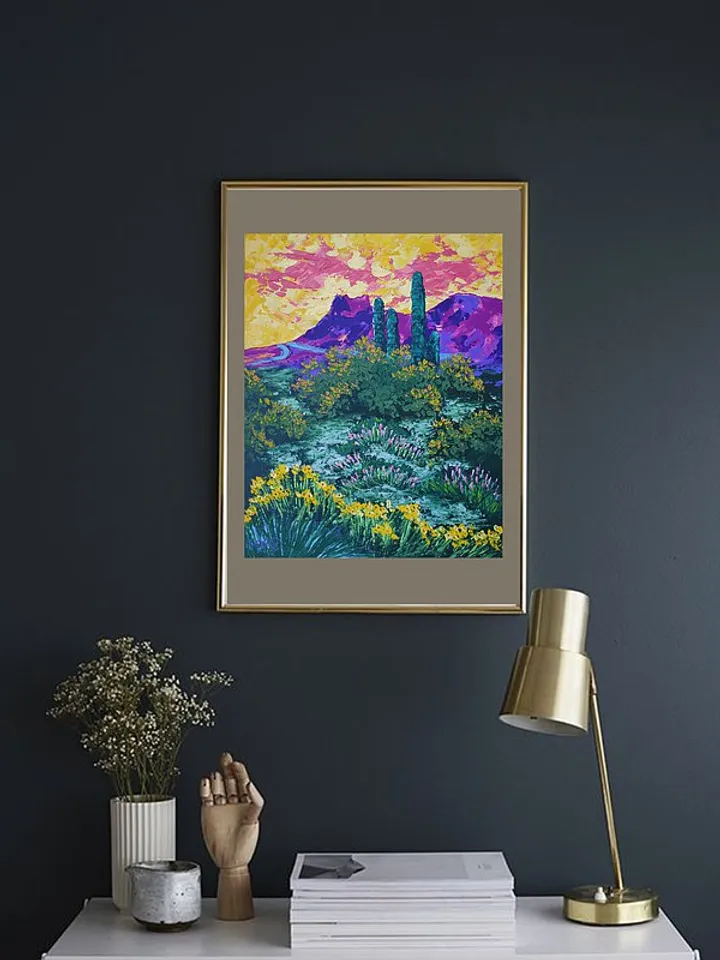 Lost Dutchman State Park Painting Arizona Sunset Wall Art Impasto Oil Painting
