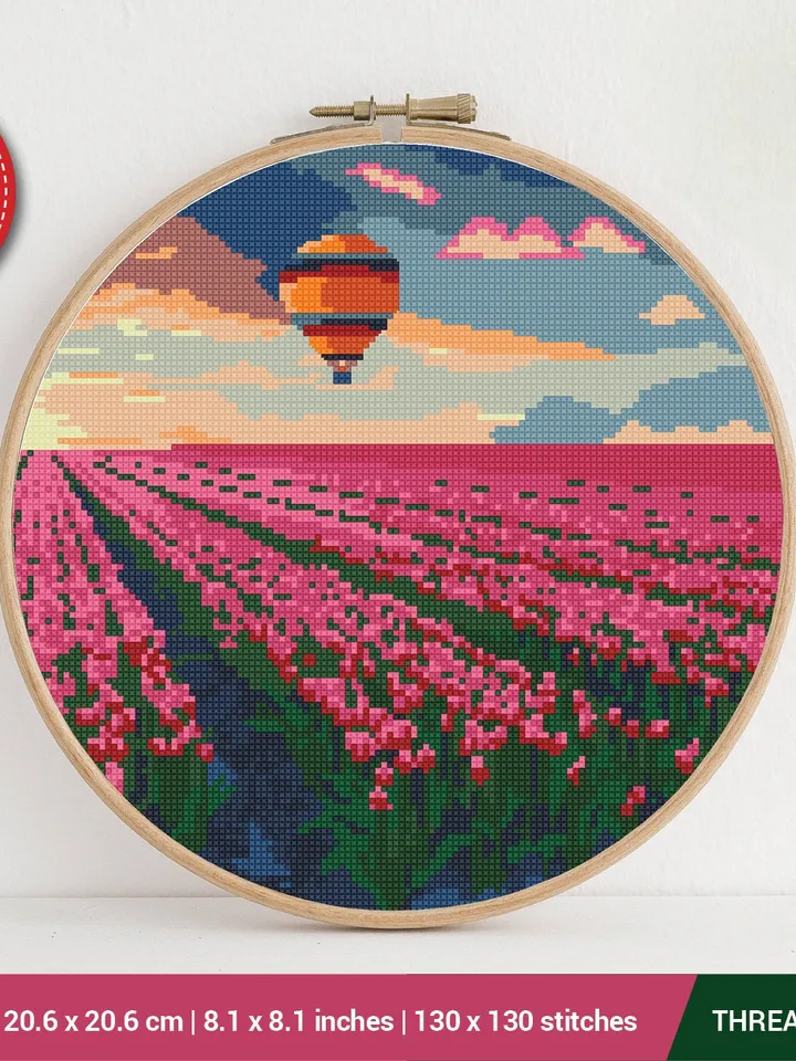 Flower Field Cross stitch pattern | Embroidery Pattern | Instant Download | Embroidery Designs