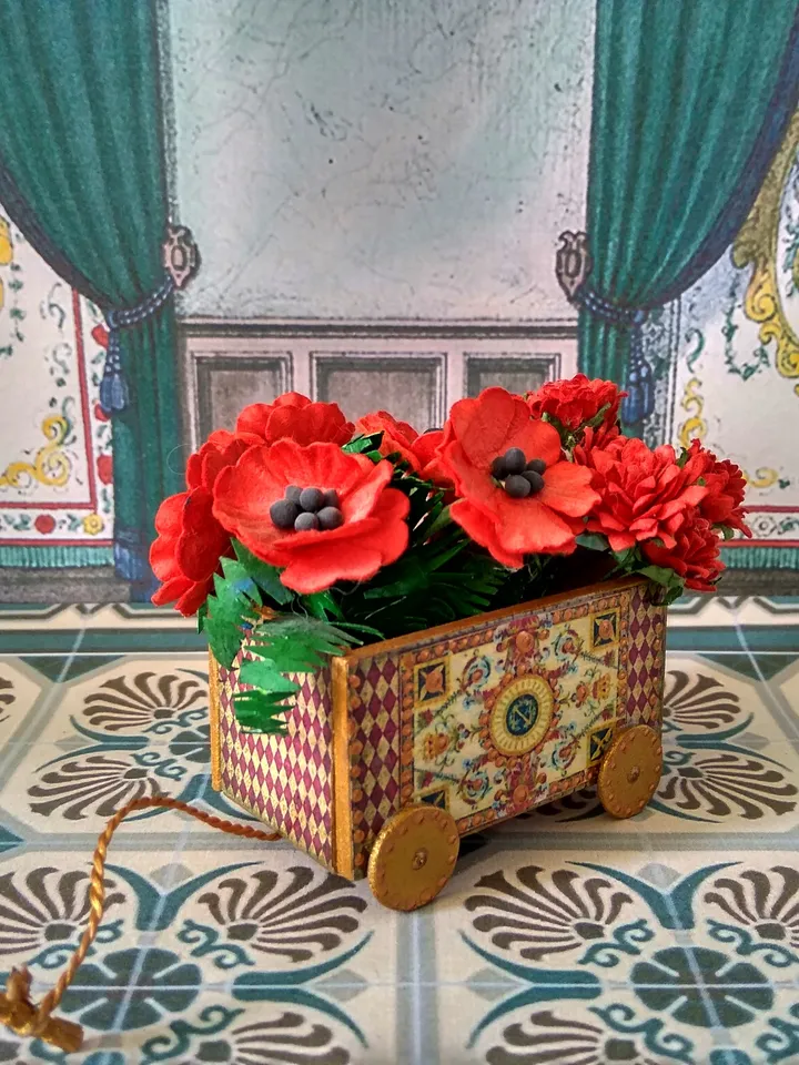 Trolley for dollhouse. Doll toy.1:12 scale.