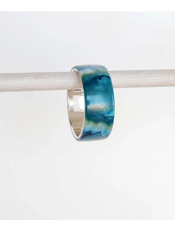 Unique mammoth tooth ring. Silver ring with a stabilized mammoth tooth.