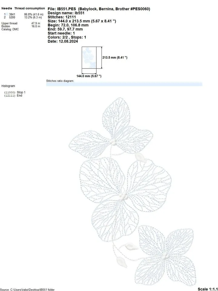 Machine embroidery design &quot;Frosty flowers&quot;